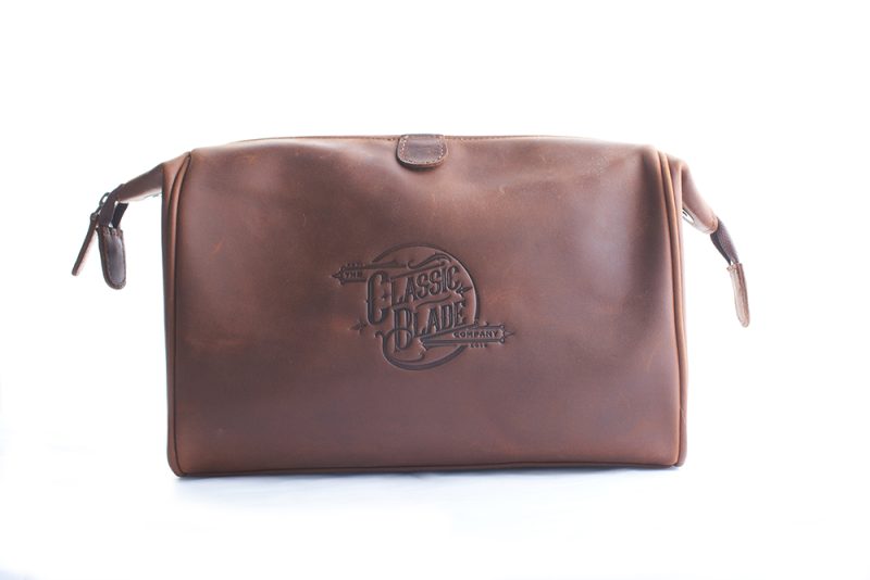 Classic Blade Genuine Leather Toiletry Bag - Green Lining