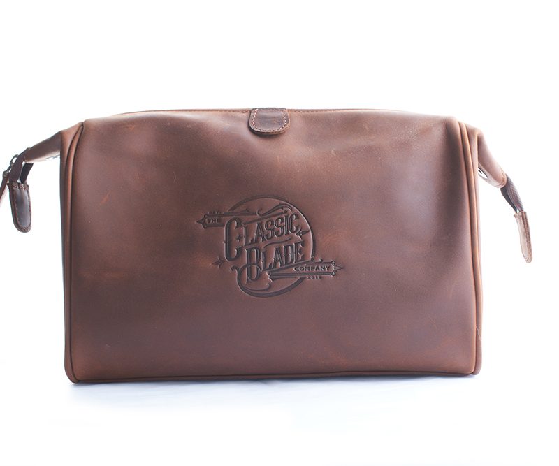 Classic Blade Genuine Leather Toiletry Bag - Green Lining