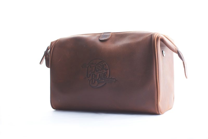 Classic Blade Genuine Leather Toiletry Bag - Green Lining - Image 2