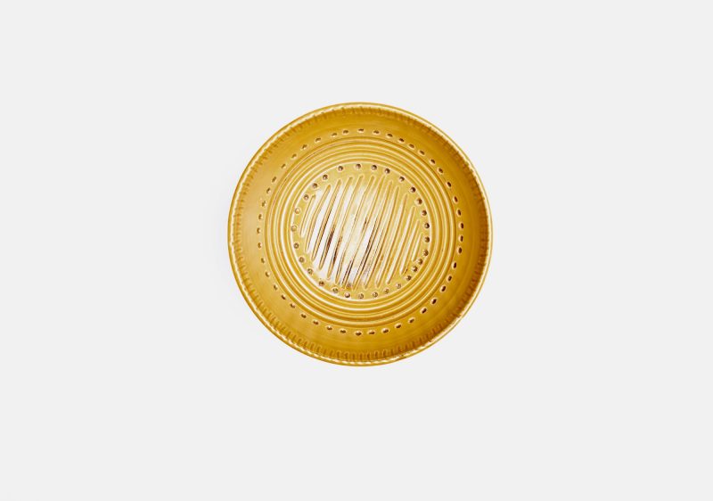 White Ceramic & Mustard Glaze Shaving Bowl