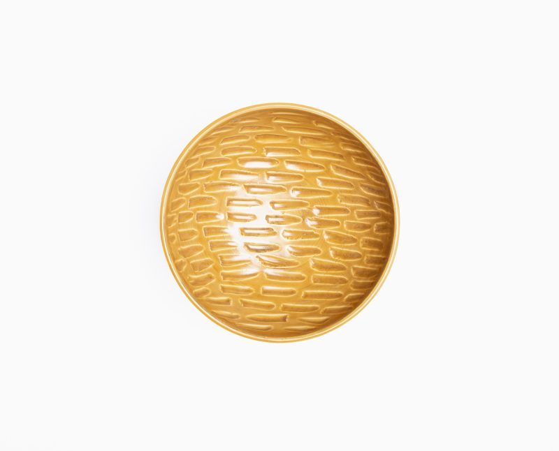 White Ceramic & Mustard Glaze Shaving Bowl
