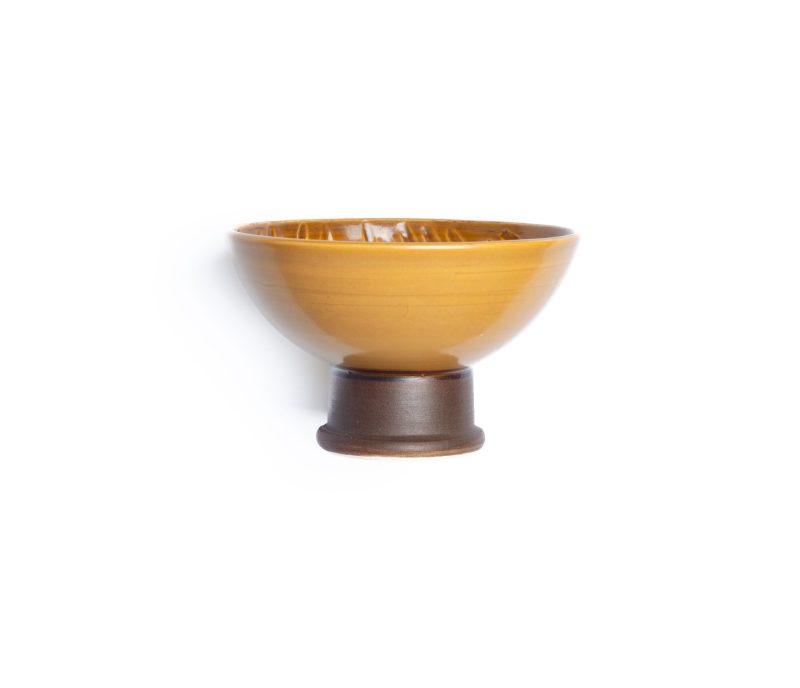 White Ceramic & Mustard Glaze Shaving Bowl - Image 2