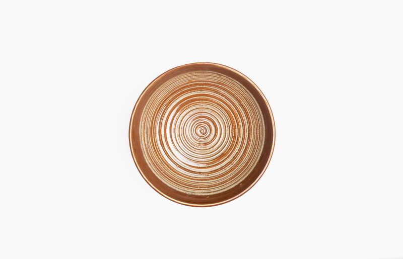 White Ceramic & Red Glaze Shaving Bowl