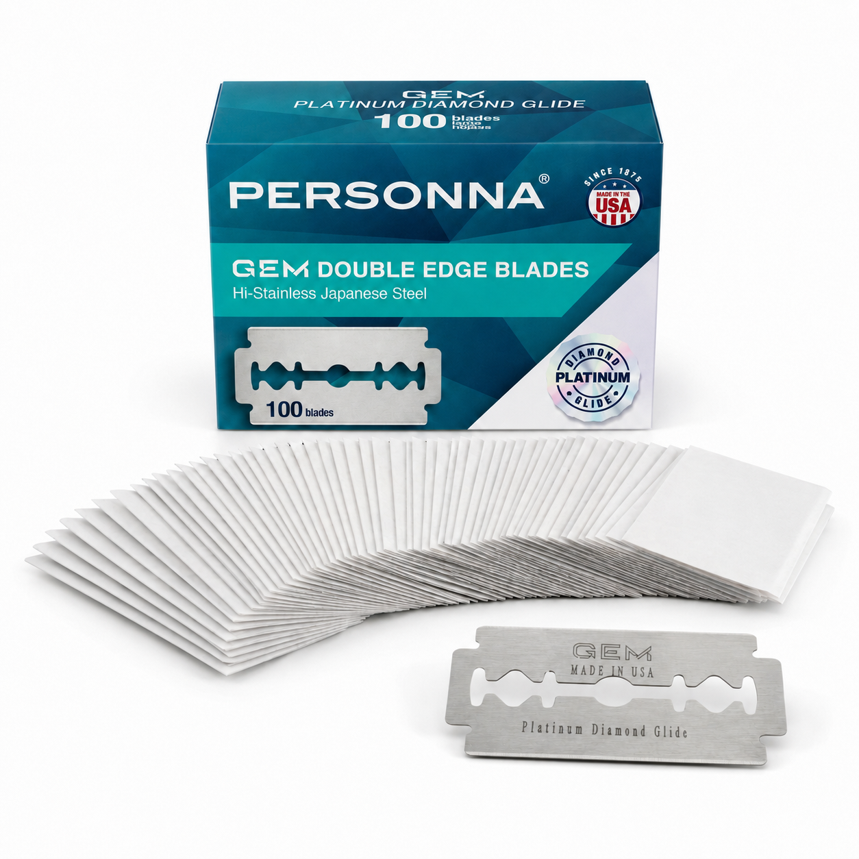 Personna GEM Platinum Diamond Glide Double-Edge Razor Blades – Loose 5 pack